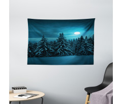 Tranquil Snowy Woodland Wide Tapestry