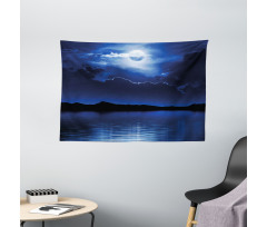 Fantasy Moon Calm Water Wide Tapestry
