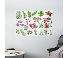 Exotic Flowers and Ferns Wide Tapestry