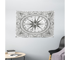 Windrose Line Art Style Wide Tapestry