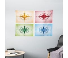 Colorful Windroses Wide Tapestry