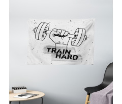 Dumbbell Hand Sketch Wide Tapestry