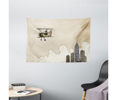 Cartoon Plane Wide Tapestry