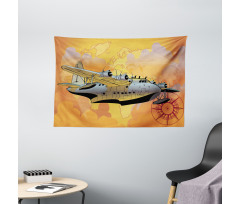 Retro Seaplane Wide Tapestry