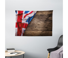 Flag on Oak Board Wide Tapestry