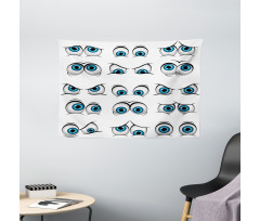 Cartoon Emoticons Funny Wide Tapestry