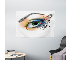Fantasy Woman Make up Wing Wide Tapestry