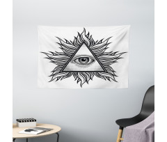 Triangles Tattoo Style Pattern Wide Tapestry
