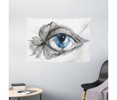 Human Eye Butterfly Dreamy Wide Tapestry