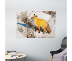 Red Fox in Snowy Nature Wide Tapestry