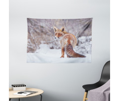 Snowy Country Furry Animal Wide Tapestry
