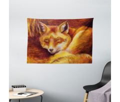 Vibrant Art Fox Resting Wide Tapestry