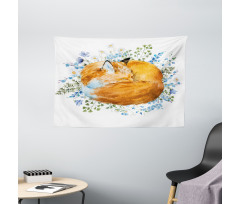 Sleeping Fox Watercolors Wide Tapestry