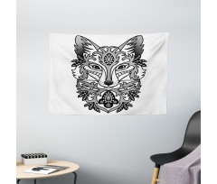 Ornamental Fox Face Curves Wide Tapestry