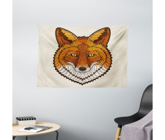 Mascot Face Mosaic Style Wide Tapestry