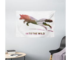 Jumping Fox Wild Woodland Wide Tapestry