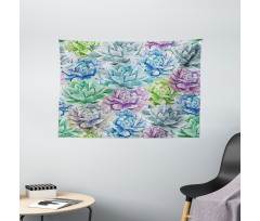 Flowers in Watercolor Wide Tapestry