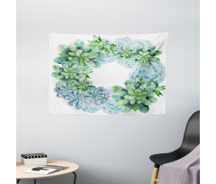 Watercolor Cactus Wreath Wide Tapestry