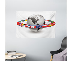 Orbit of National Flags Wide Tapestry