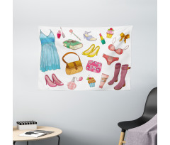 Girlish Items Wide Tapestry