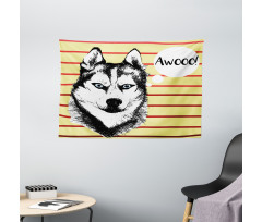 Husky Portrait Wide Tapestry