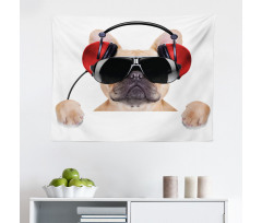 Müzik Mikrofiber Geniş Duvar Halısı Güneş Gözlüklü Köpek