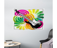 Flowers Guitar Wide Tapestry