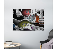 Colorful Guitars Wide Tapestry