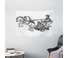 Warrior in a Chariot Wide Tapestry