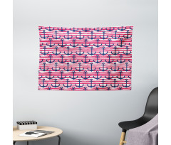 Blue Anchors Wide Tapestry