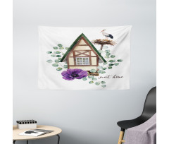 Watercolor Home Wide Tapestry