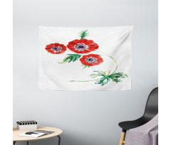 Red Watercolors Wide Tapestry