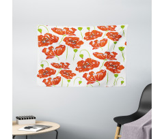 Doodle Poppies Wide Tapestry