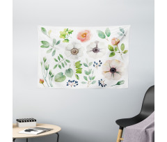 Floral Elements Wide Tapestry