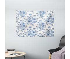 Blue Floral Corsage Wide Tapestry