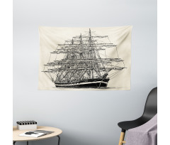 Sail Boat Vintage Wide Tapestry