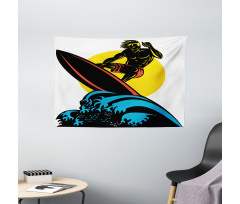 Man on Sea Waves Wide Tapestry