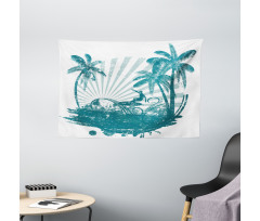 Grunge Tropical Wide Tapestry