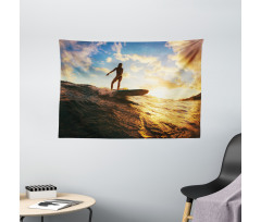 Sunset Surf Woman Wide Tapestry