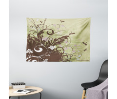 Retro Flower Grunge Wide Tapestry