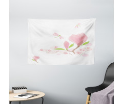 Soft Magnolia Leaves Wide Tapestry