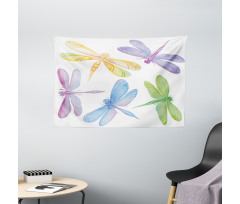 Watercolor Winged Bug Wide Tapestry