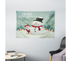 Xmas Winter Theme Wide Tapestry