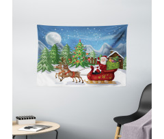 Snowdrift Reindeers Wide Tapestry