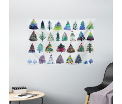 Watercolor Fir Trees Wide Tapestry