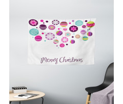 Retro Graphic Baubles Wide Tapestry