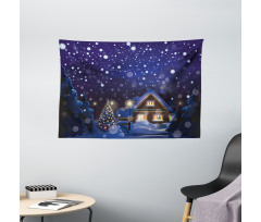 Winter Night House Wide Tapestry