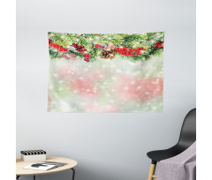 Green Branches Holly Wide Tapestry