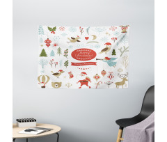 Xmas Elements Design Wide Tapestry