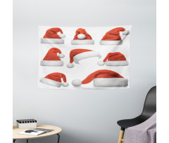 Santa Hats Pattern Wide Tapestry